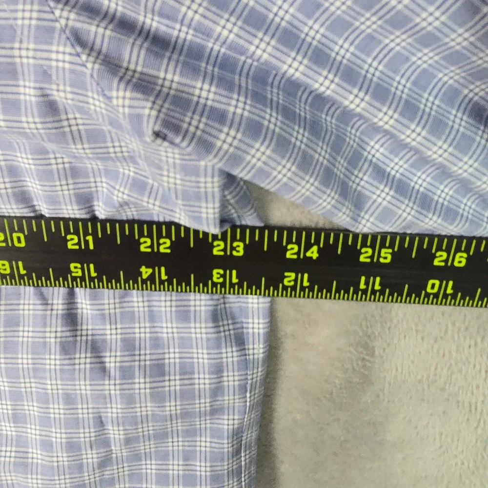 Brooks Brothers Mens Slim Fit Non-Iron Stretch Plaid Dress Shirt Blue‎ 17-34